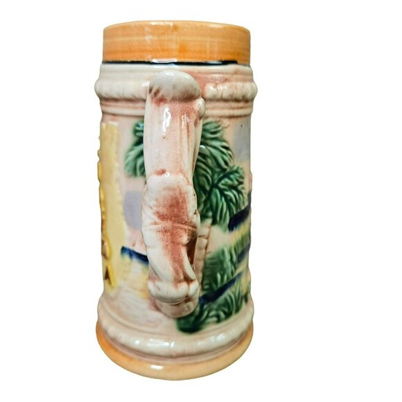 Vintage Embossed FLORIDA Mug Stein Flamingo & Marlin Made in Japan - Picture 4 of 10